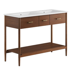 Zaire Walnut/White 48" Double Sink Bathroom Vanity - Ornate Home