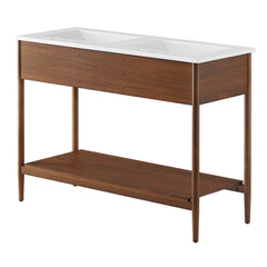 Zaire Walnut/White 48" Double Sink Bathroom Vanity - Ornate Home