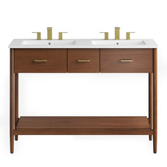Zaire Walnut/White 48" Double Sink Bathroom Vanity - Ornate Home