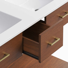Zaire Walnut/White 48" Double Sink Bathroom Vanity - Ornate Home