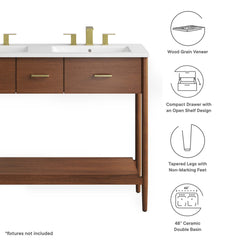Zaire Walnut/White 48" Double Sink Bathroom Vanity - Ornate Home