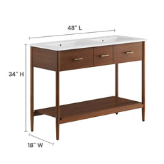 Zaire Walnut/White 48" Double Sink Bathroom Vanity - Ornate Home