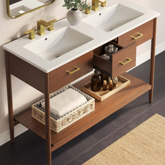 Zaire Walnut/White 48" Double Sink Bathroom Vanity - Ornate Home