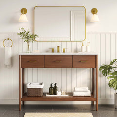Zaire Walnut/White 48" Single Sink Bathroom Vanity - Ornate Home