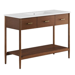 Zaire Walnut/White 48" Single Sink Bathroom Vanity - Ornate Home