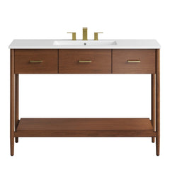 Zaire Walnut/White 48" Single Sink Bathroom Vanity - Ornate Home