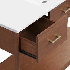 Zaire Walnut/White 48" Single Sink Bathroom Vanity - Ornate Home