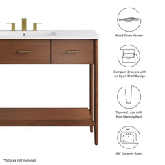Zaire Walnut/White 48" Single Sink Bathroom Vanity - Ornate Home
