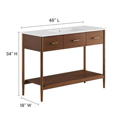 Zaire Walnut/White 48" Single Sink Bathroom Vanity - Ornate Home
