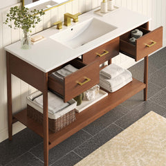 Zaire Walnut/White 48" Single Sink Bathroom Vanity - Ornate Home
