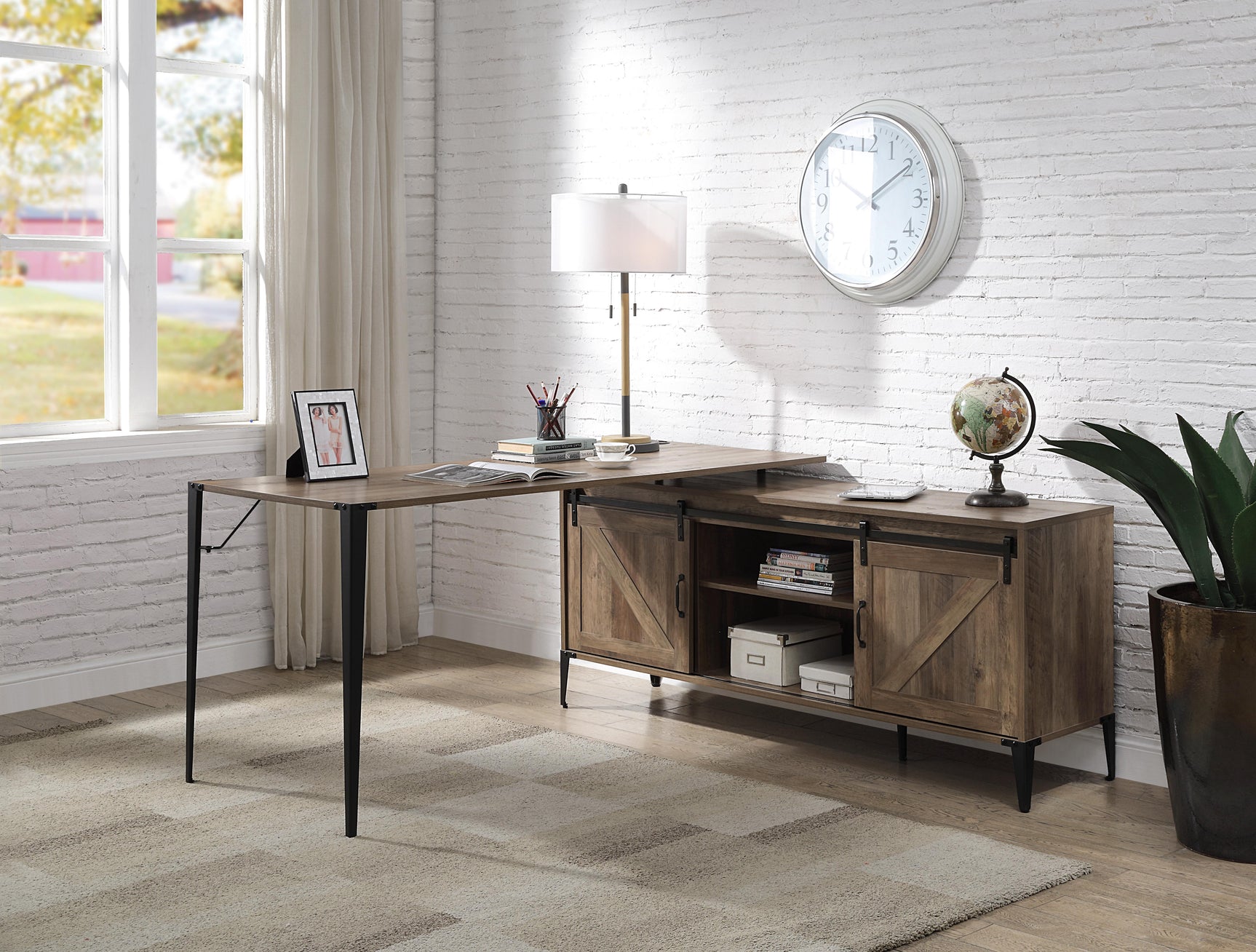 Zakwani Oak Writing Desk 65" - Ornate Home