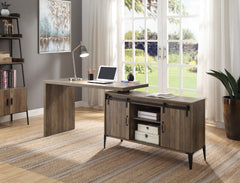 Zakwani Rustic Oak/Black Writing Desk - Ornate Home