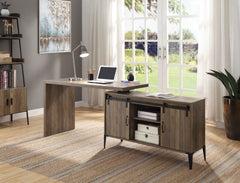 Zakwani Rustic Oak/Black Writing Desk - Ornate Home