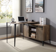 Zakwani Rustic Oak/Black Writing Desk w/ USB - Ornate Home