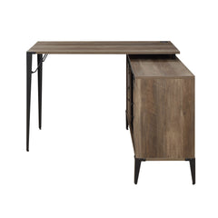 Zakwani Rustic Oak/Black Writing Desk w/ USB - Ornate Home