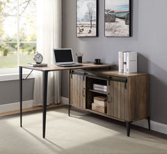 Zakwani Rustic Oak/Black Writing Desk w/ USB - Ornate Home