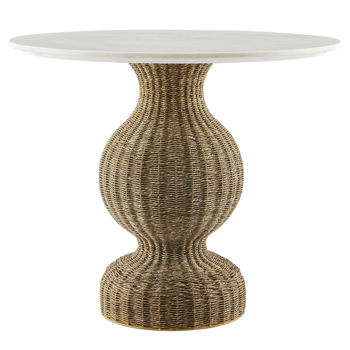 Zale White/Natural 36" Marble and Seagrass Dining Table - Ornate Home