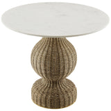 Zale White/Natural 36" Marble and Seagrass Dining Table - Ornate Home