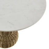 Zale White/Natural 36" Marble and Seagrass Dining Table - Ornate Home