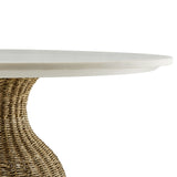 Zale White/Natural 36" Marble and Seagrass Dining Table - Ornate Home