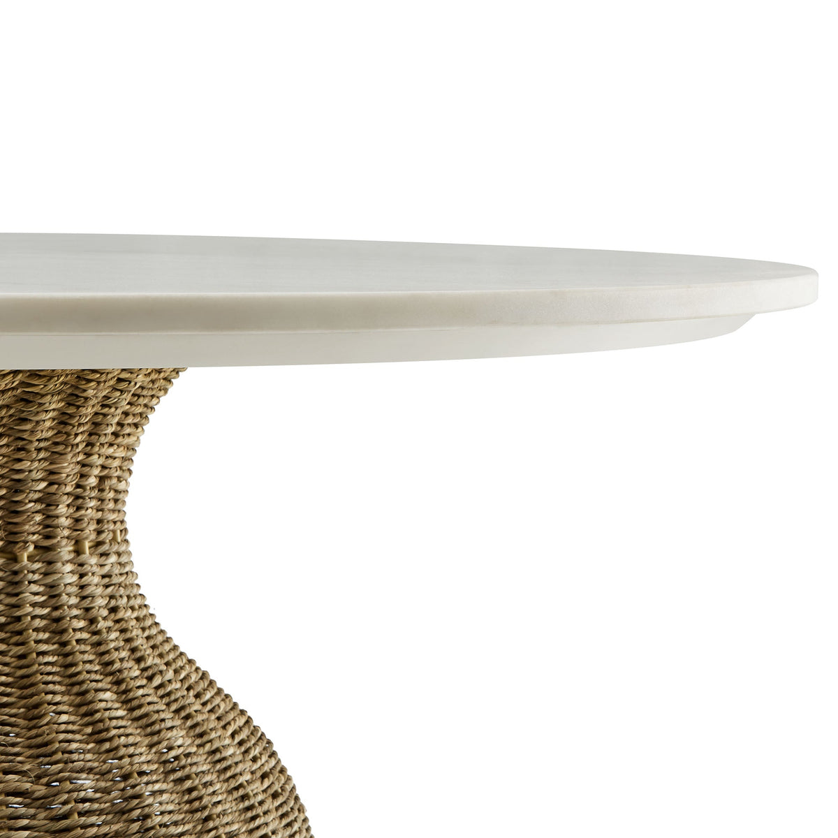 Zale White/Natural 36" Marble and Seagrass Dining Table - Ornate Home