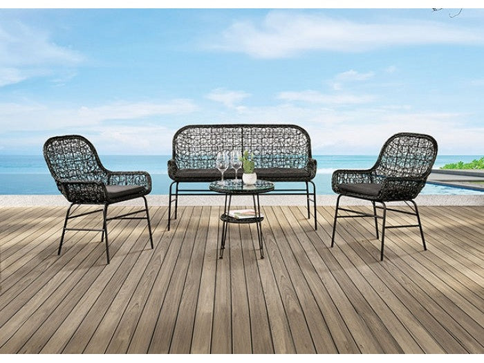 Zalika Black 4 Piece Patio Set - Ornate Home