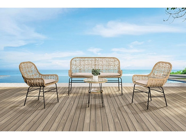 Zalika Natural 4 Piece Patio Set - Ornate Home
