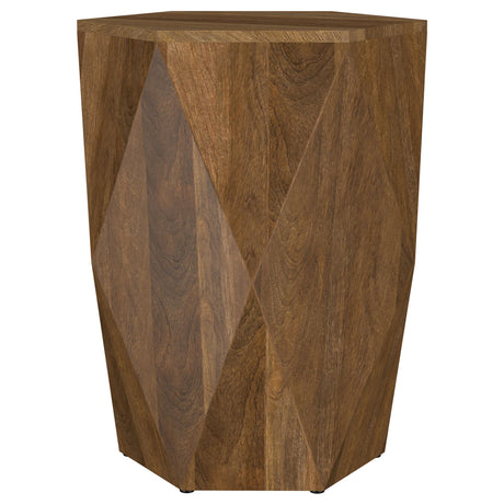 Zalika Natural Hexagonal Solid Mango Wood End Table - Ornate Home