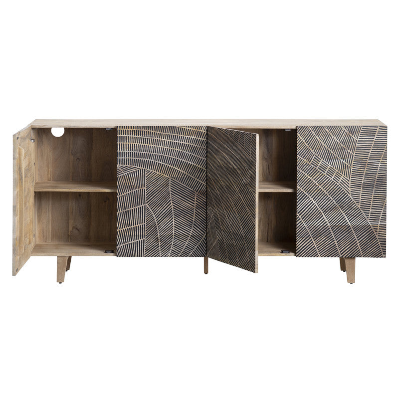 Zambia Brown Four-Door Sideboard - Ornate Home
