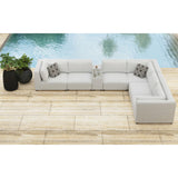 Zandara Olefin Beige 7-Piece Modular Outdoor Conversation Set with Pillows - Ornate Home