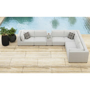 Zandara Olefin Beige 7-Piece Modular Outdoor Conversation Set with Pillows - Ornate Home