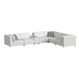 Zandara Olefin Beige 7-Piece Modular Outdoor Conversation Set with Pillows - Ornate Home