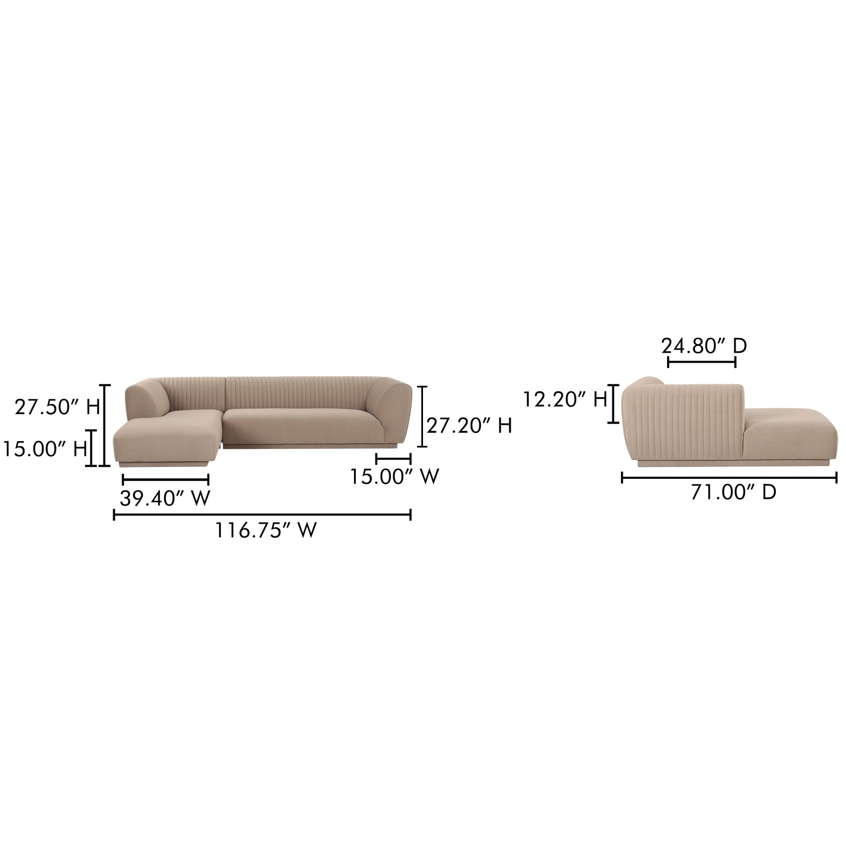 Zandro Beige Left Sectional - Ornate Home