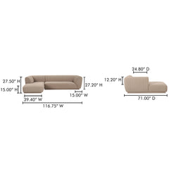 Zandro Beige Left Sectional - Ornate Home