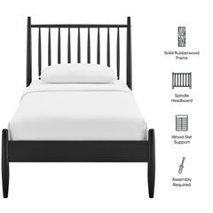 Zane Black Twin Size Spindle Bed Frame - Ornate Home