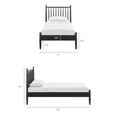 Zane Black Twin Size Spindle Bed Frame - Ornate Home