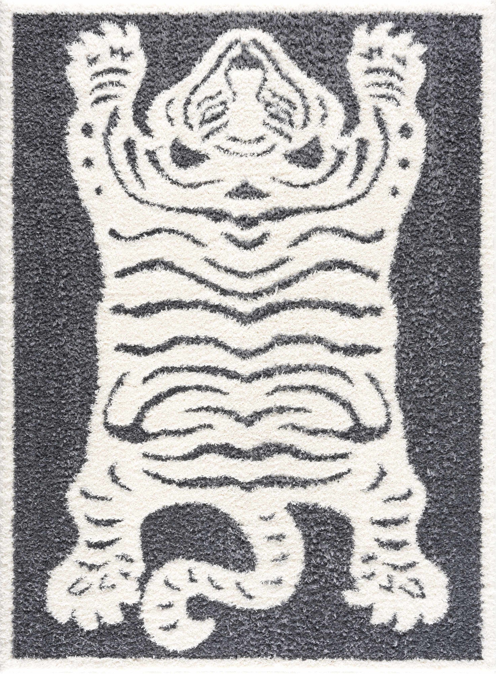Zane Charcoal Tibetan Tiger Plush Rug - Ornate Home