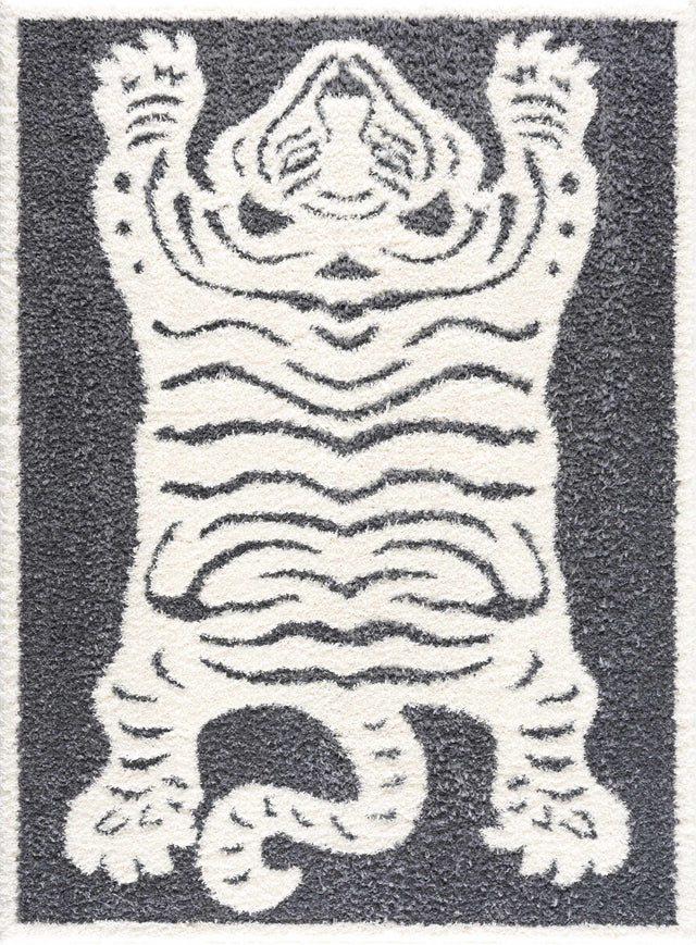 Zane Charcoal Tibetan Tiger Plush Rug - Ornate Home