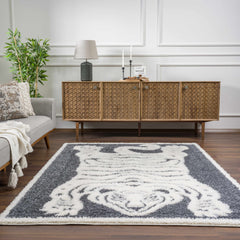 Zane Charcoal Tibetan Tiger Plush Rug - Ornate Home