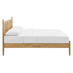 Zane Light Oak Queen Size Spindle Bed - Ornate Home