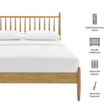 Zane Light Oak Queen Size Spindle Bed - Ornate Home