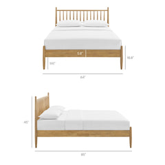 Zane Light Oak Queen Size Spindle Bed - Ornate Home