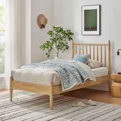 Zane Light Oak Twin Size Spindle Bed Frame - Ornate Home