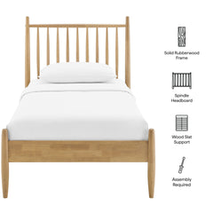 Zane Light Oak Twin Size Spindle Bed Frame - Ornate Home