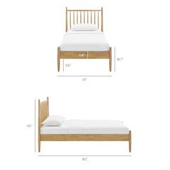 Zane Light Oak Twin Size Spindle Bed Frame - Ornate Home