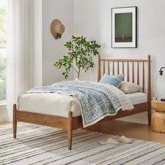 Zane Walnut Twin Size Spindle Bed Frame - Ornate Home