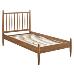Zane Walnut Twin Size Spindle Bed Frame - Ornate Home