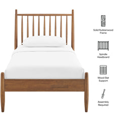 Zane Walnut Twin Size Spindle Bed Frame - Ornate Home