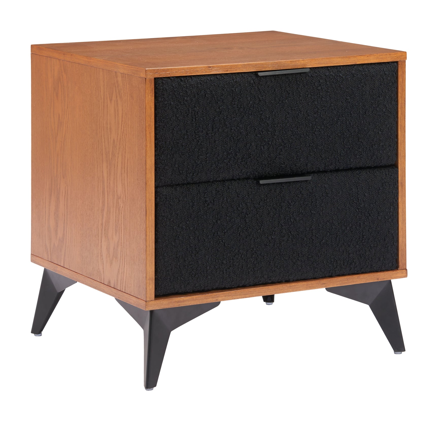 Zarif Black & Walnut Nightstand - Ornate Home