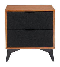 Zarif Black & Walnut Nightstand - Ornate Home